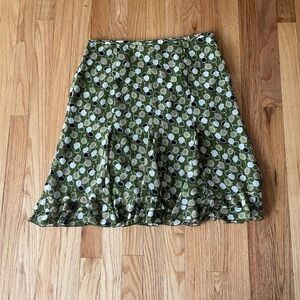 Green Floral Skirt with Ruffles LOFT